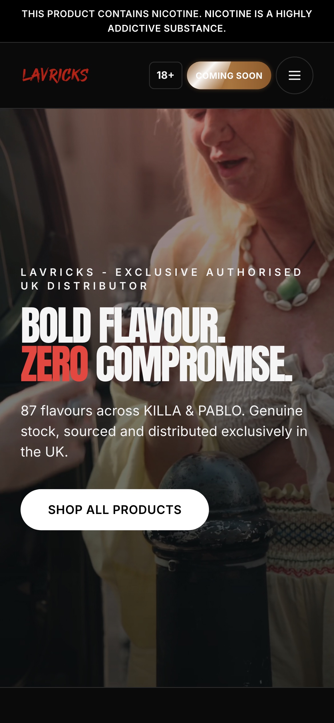 killapablo.co.uk homepage on mobile